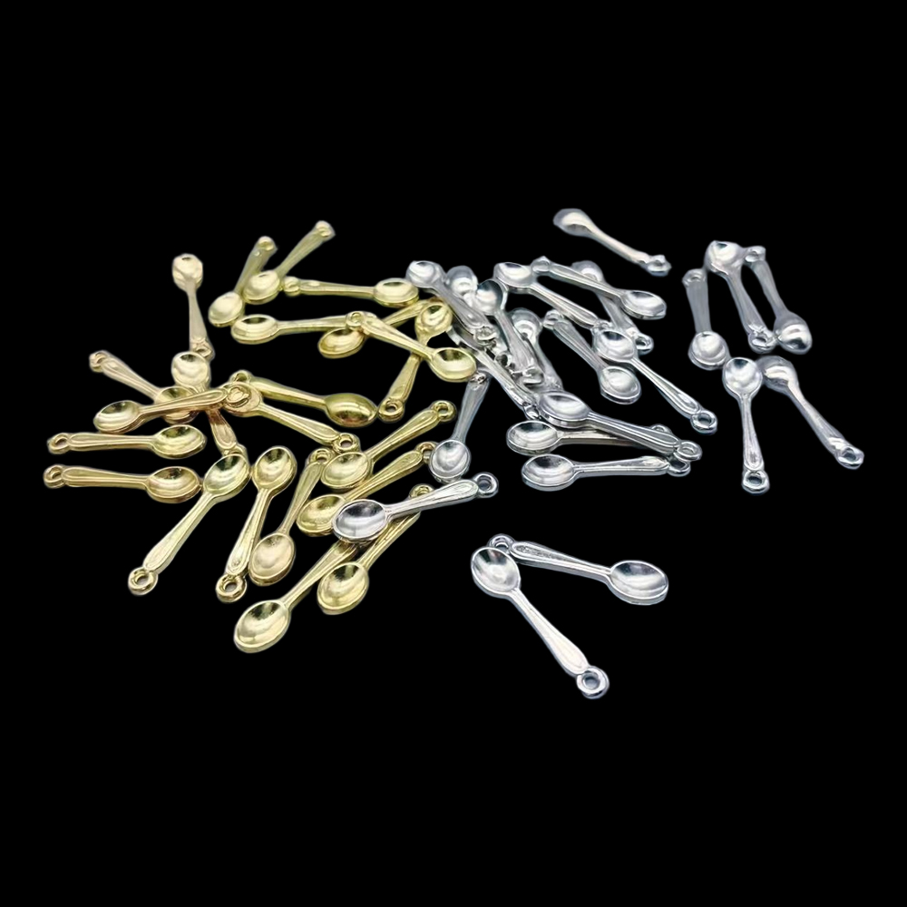 Gold Cutlery Flatware - 100 Uds. Abalorio de cuchara pequeña