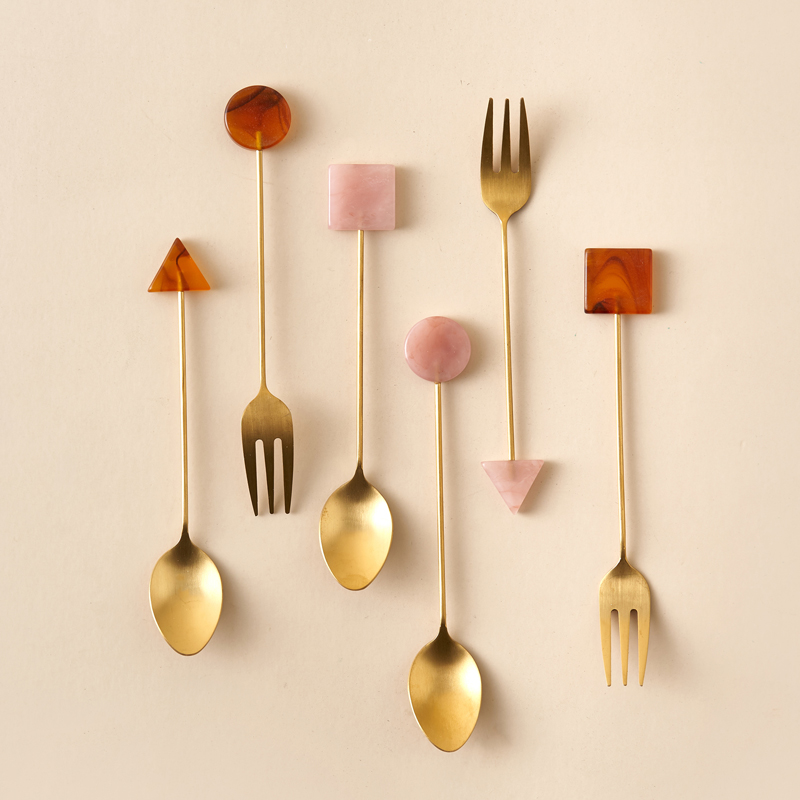Gold Cutlery Flatware - Juego de cucharas pequeñas de acero