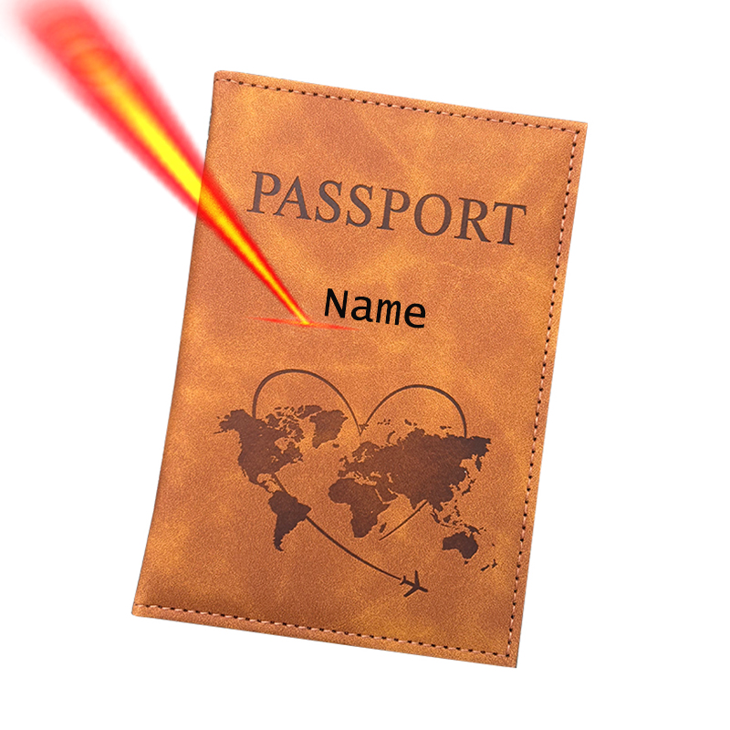 Leather Passport Cover - Porta pasaporte con nombre personalizado, billetera
