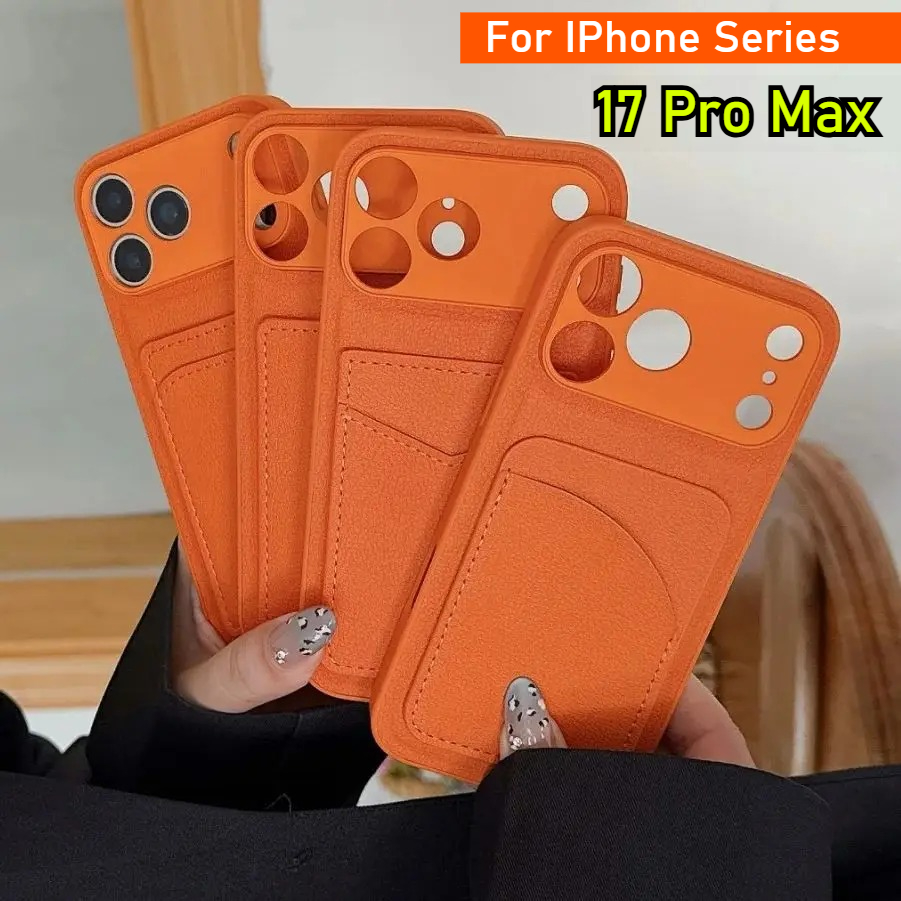 Leather Card Wallet - Funda de Cuero Color Naranja con