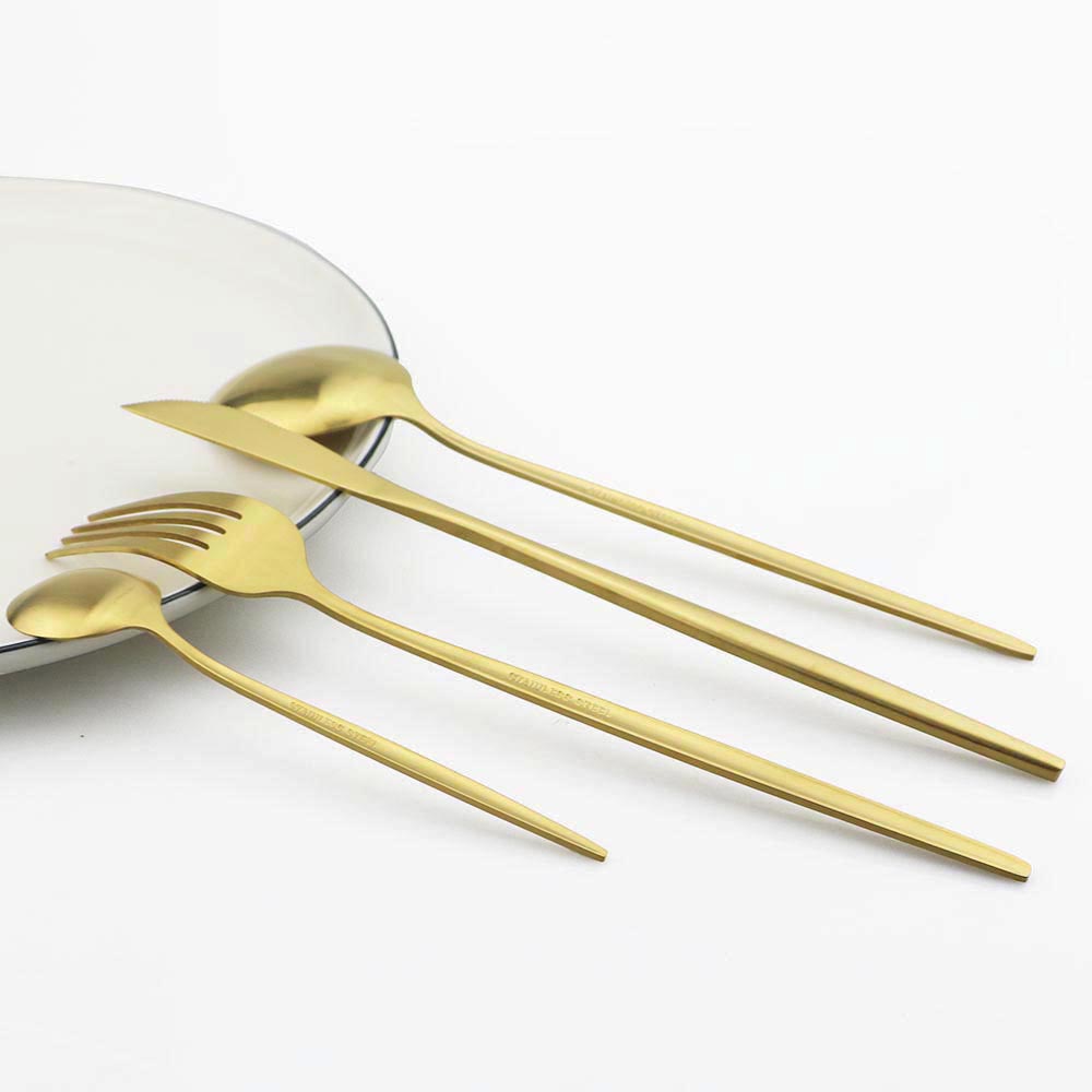 Cuchara de té de acero inoxida - Gold Cutlery Flatware reseña y precio
